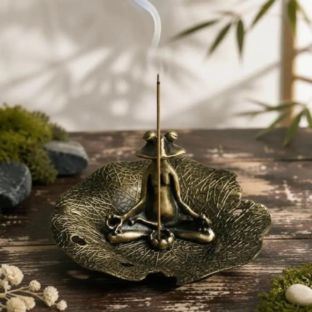 Retro Tortoise Incense Stick Holder Desk Ornaments Lotus Leaf Base Frog Aromatherapy Stand Funny Home Decor Incense Burner Gift