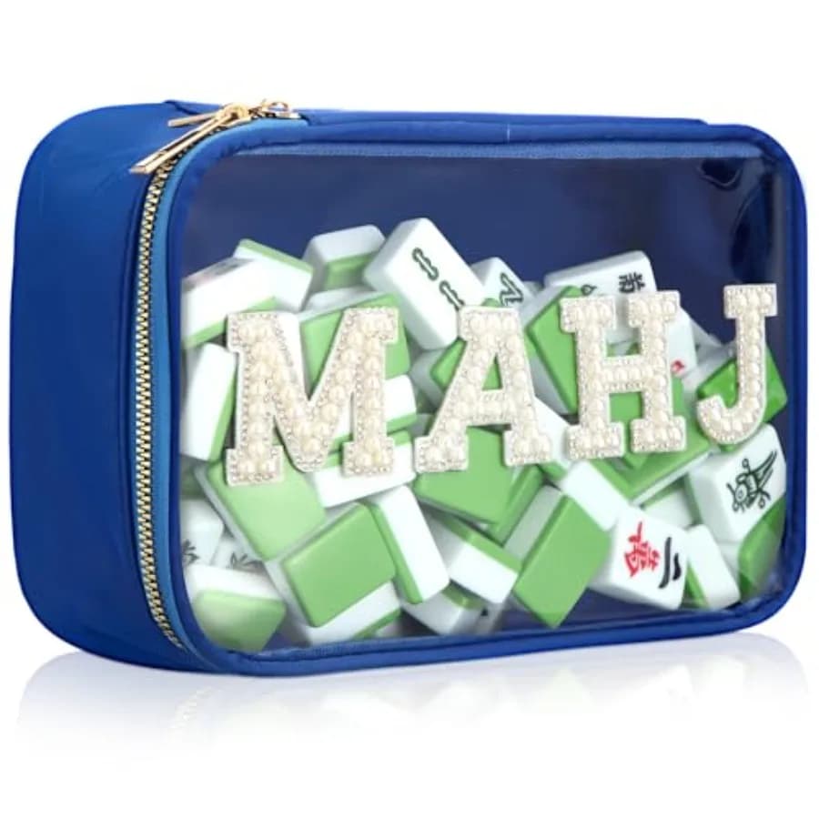 Borsa Vuota per Tessere Mahjong Americane in PVC Trasparente, Custodia Impermeabile con Cerniera per Tessere Mahjong, Dimensione 166, per Amanti dei Giochi