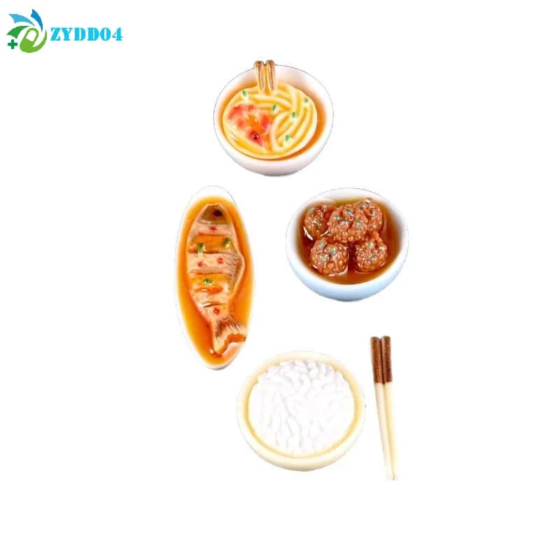 ● Set di Miniature di Piatti Cinesi per Casa delle Bambole, Modelli di Ciotole per Riso, Decorazione Fai-da-Te per Cucina