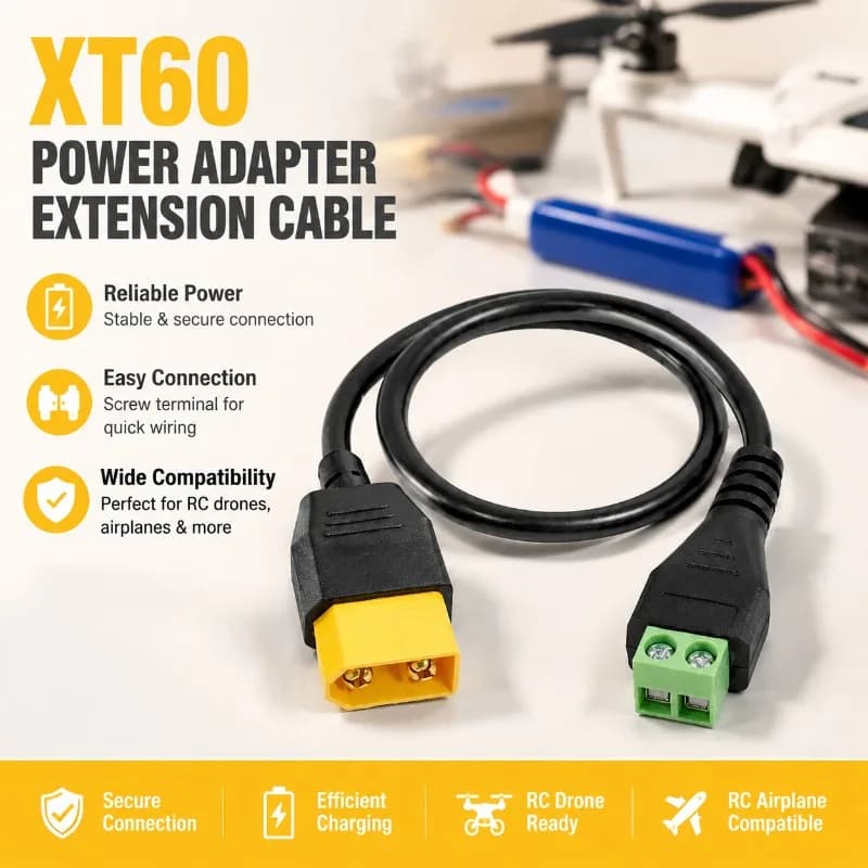 Connettore XT60 Maschio-Femmina a Cavo Adattatore con Morsettiera a 2 Pin Senza Saldatura per Batteria Lipo Drone FPV RC e Caricabatterie Bilanciato