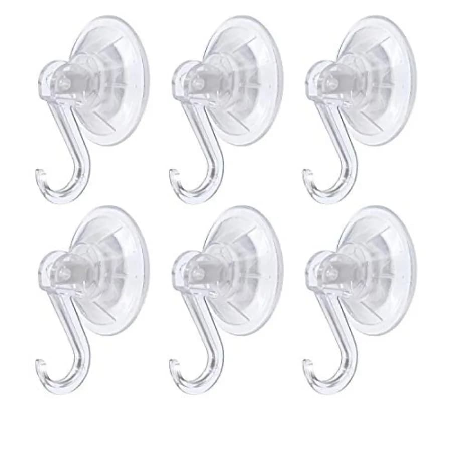 Clear Plastic Suction Cup Hooks, 6 Pack Ultra Heavy Duty Power Lock Vacuum Traceless Smooth Waterproof Oil-Proof Wall Shower Ki