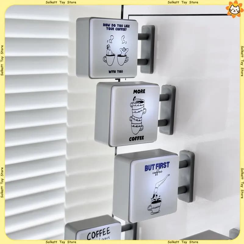 Coreano Disegnato a mano Caffè Vita Magneti per frigorifero Macchina da caffè Angolo del caffè Aspirazione in miniatura Segno luminoso Regali semplici Giocattolo