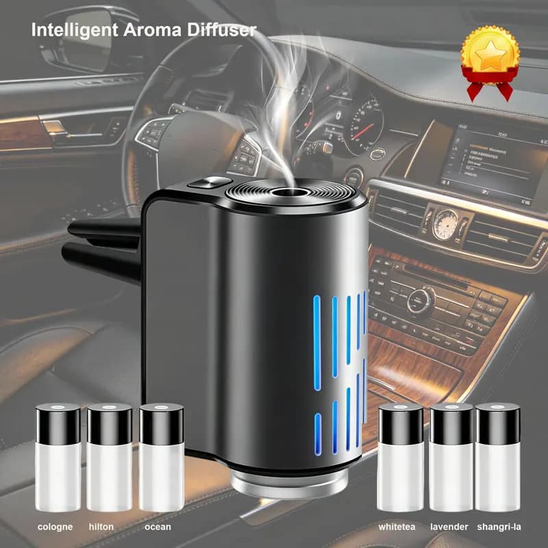 Diffusore di Aromi per Auto, Deodorante per Veicoli, Eliminatore di Odori, Profumo per Bocchette d'Aria con Luce Notturna, Ricarica Fragranza