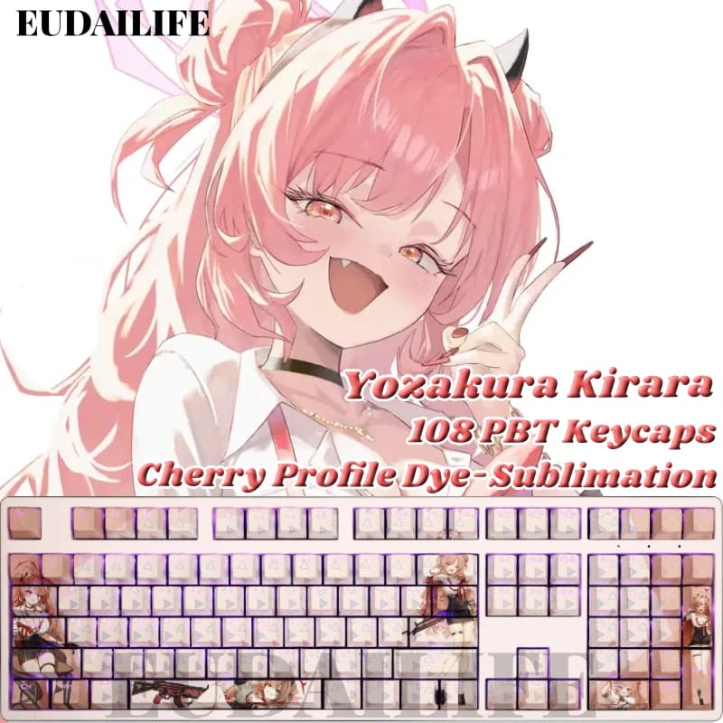 Yozakura Kirara 108 Copritasti Blu Archivio PBT Sublimazione della Tintura Transmission of Light Cherry Transversal Axis Switch for Mechanical Keyboard