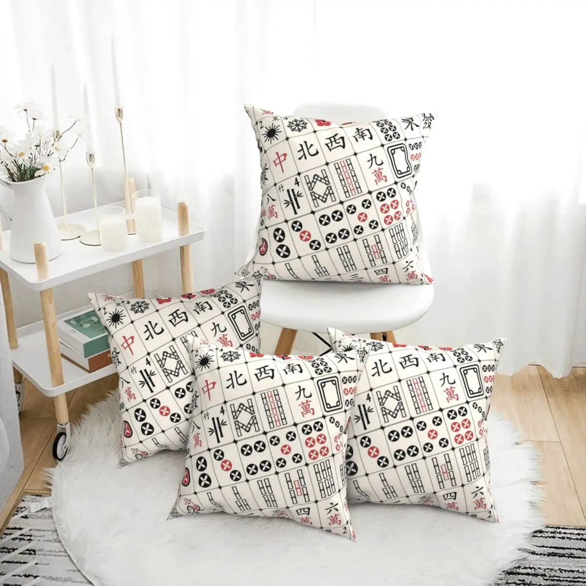 Mahjong Piastrella Modello 4 Pezzi Federa Quadrata Federa Cuscino Decor Comfort Cuscino di Tiro per la Casa Soggiorno
