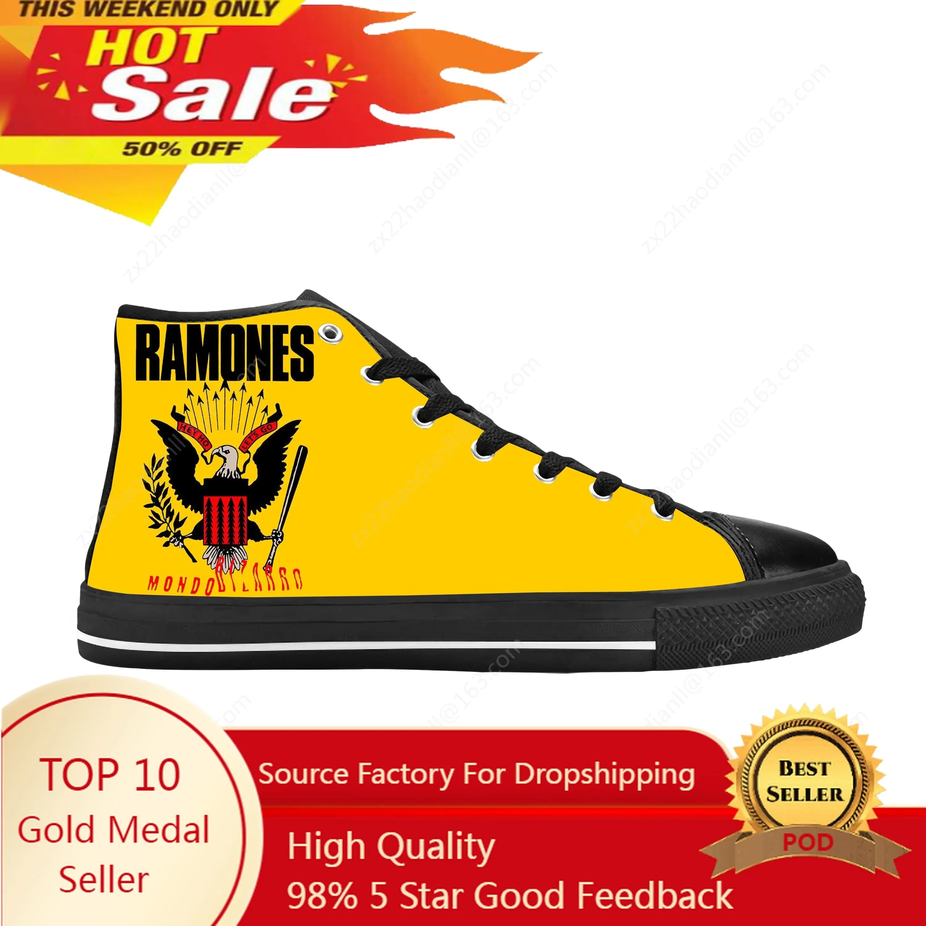 Hot Punk Rock Band Cantante musicale Ramone Seal Eagle Scarpe casual in stoffa Sneakers alte comode e traspiranti con stampa 3D per uomo e donna