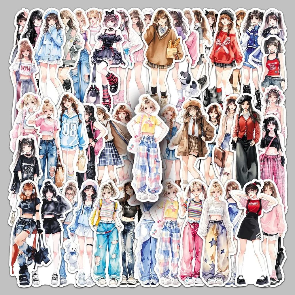 50PCS Unique Fashion Sticker Set - Trendy Clothing Matching Cartoon Decals for Scrapbooking, Computers RecordingYourLife Store