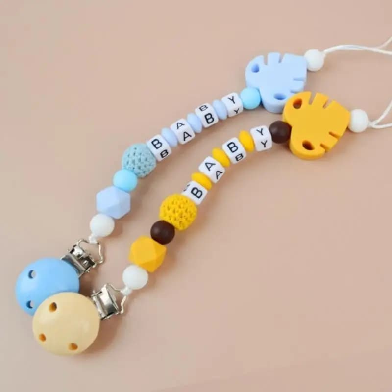 A5YC Portaciuccio Catena Portaciuccio Foglia Dentizione Pinze Bambini Massaggiagengive Giocattolo Anti-goccia Succhietto Catena