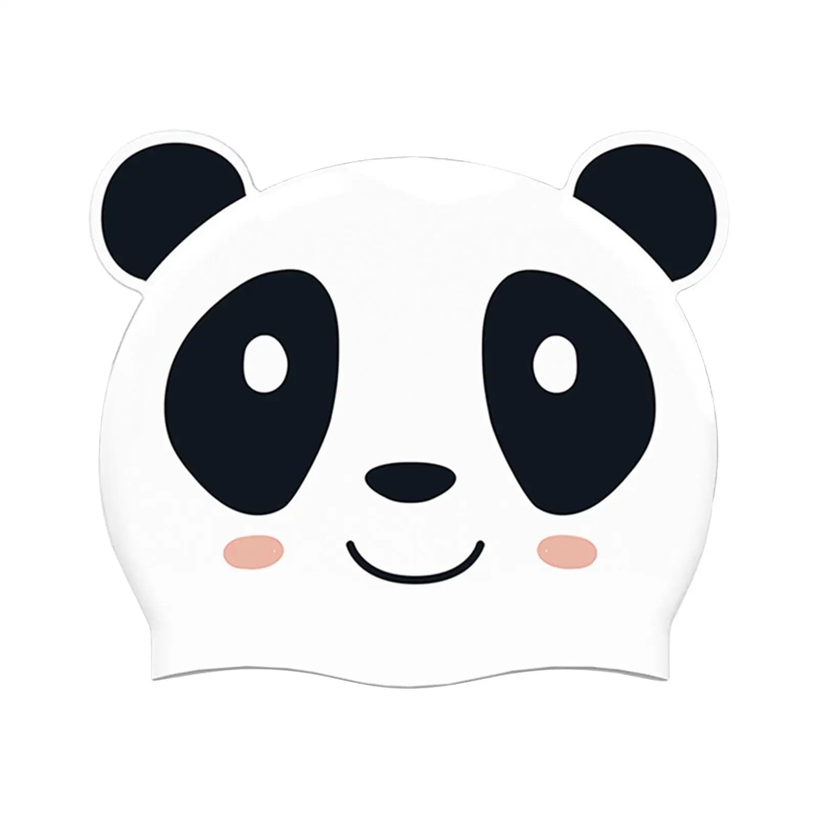 Cuffia da nuoto per bambini Cuffia da bagno Sport acquatici Cuffia da doccia elastica flessibile per adulti bianca e panda