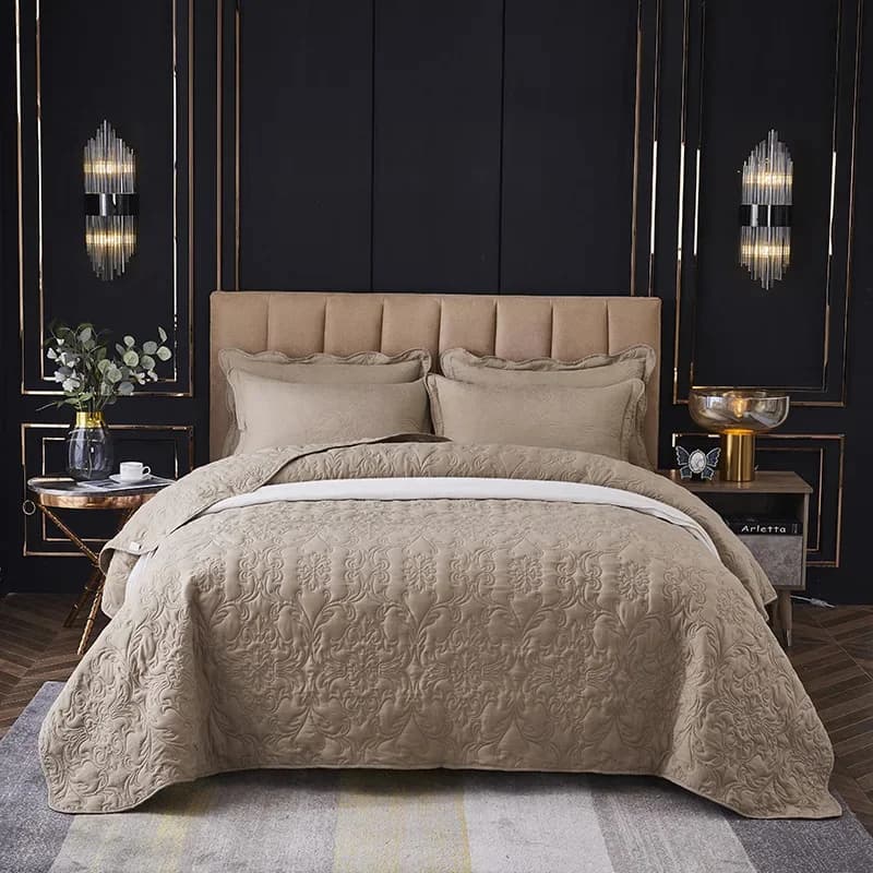Quilted bed cover in Jacquard vegetable Solid color bed headdress large bed for bed 220 x24 0/240 x250cm