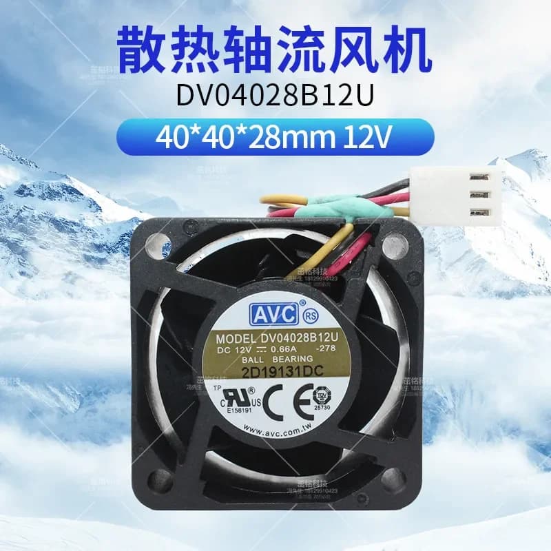 Original AVC DV04028B12U for 4028 12 V 0.66 A 3 Wire Server Cooling Fan 4 cm Large Air Volume