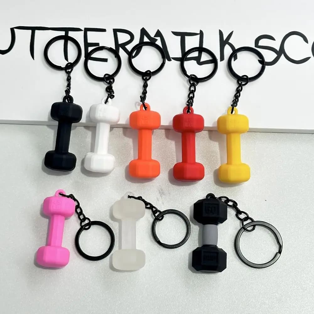 Portachiavi con Mini Pesi, Kettlebell, Bicchieri d'Acqua e Manubri Simulati, Ciondolo Creativo Serie Fitness per Borsa