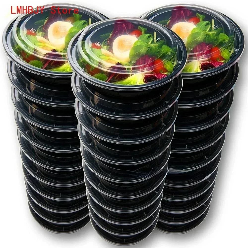 Contenitori per la preparazione dei pasti Contenitori per alimenti in plastica con coperchi Lunch Box Bento portatile per esterni, Lunch Box rotondo/quadrato con 1 scomparto