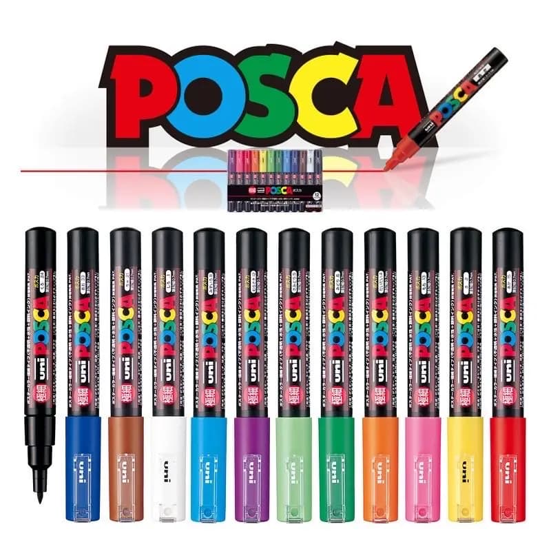 Uni Posca Full Marker PC-1M 3M 5M Multi-Colori Acrilico rotulador permanente POP Poster graffiti marcatori Per Tessuto Rock Metal