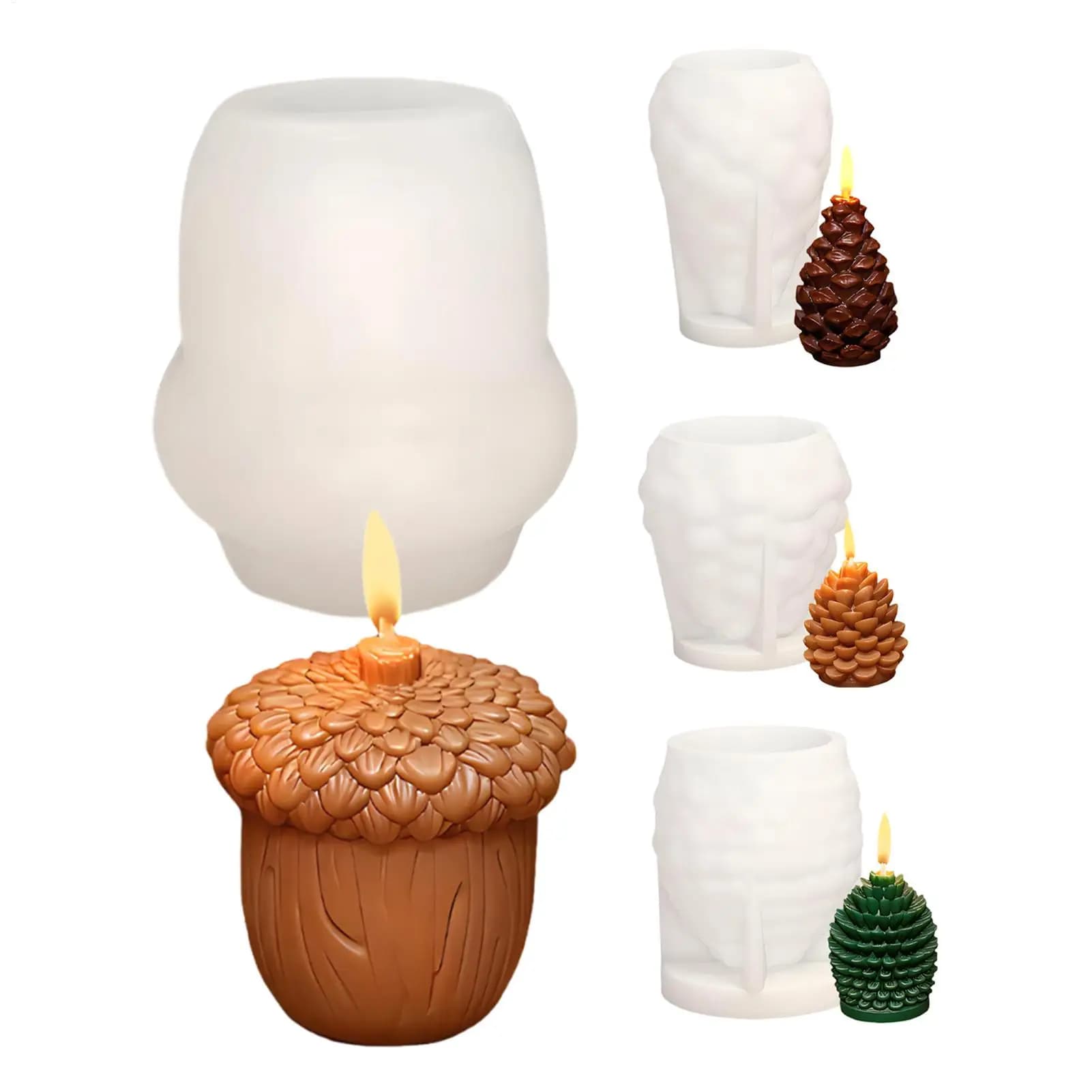Stampi per candele in silicone con pigna Stampi riutilizzabili per candele natalizie Stampi per colata in resina di cera Forniture artigianali Decorazioni per dolci fai-da-te