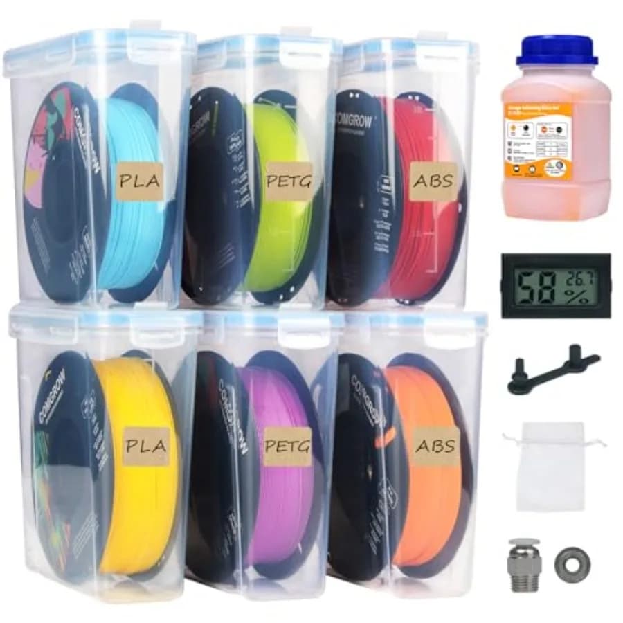 3D Printer Filament Box, Set of 6 Fai-da-Te Filament Containers, for 3D Printing, Sealing and Protection, Portable Box with De