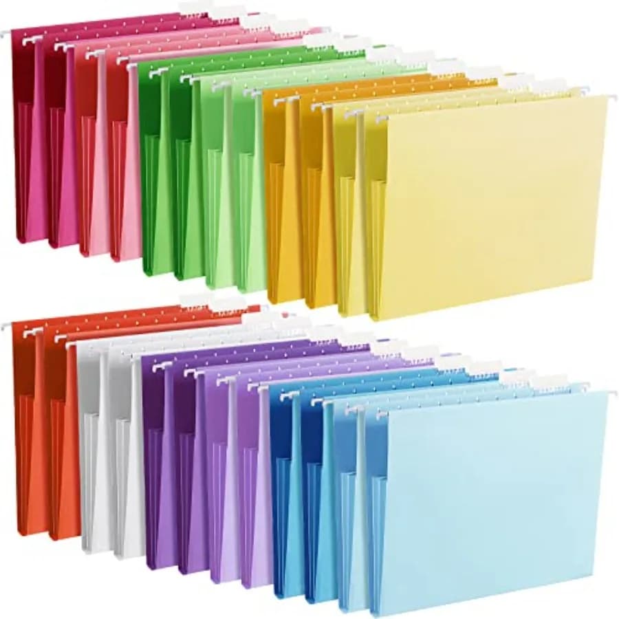 Confezione da 24 Cartelle Sospese a 3 Pieghe Formato Letter, con Linguette Regolabili a 1/5 di Taglio, Espandibili per Archivio Documenti
