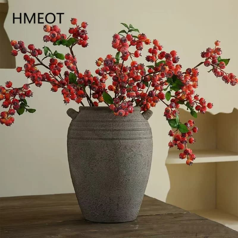 Mirtillo Frutta di Natale Schiuma rossa Bacche Fiore artificiale Pianta Matrimonio Disposizione floreale Ornamenti Tavolo per la casa Vaso Decor Prop