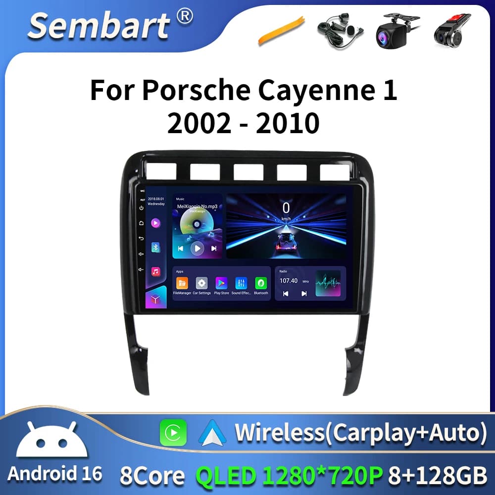 Android 16 Autoradio Lettore video multimediale per auto WIFI per Porsche Cayenne 957/955 2002 - 2010 HeadUnit GPS Autoradio Carplay BT
