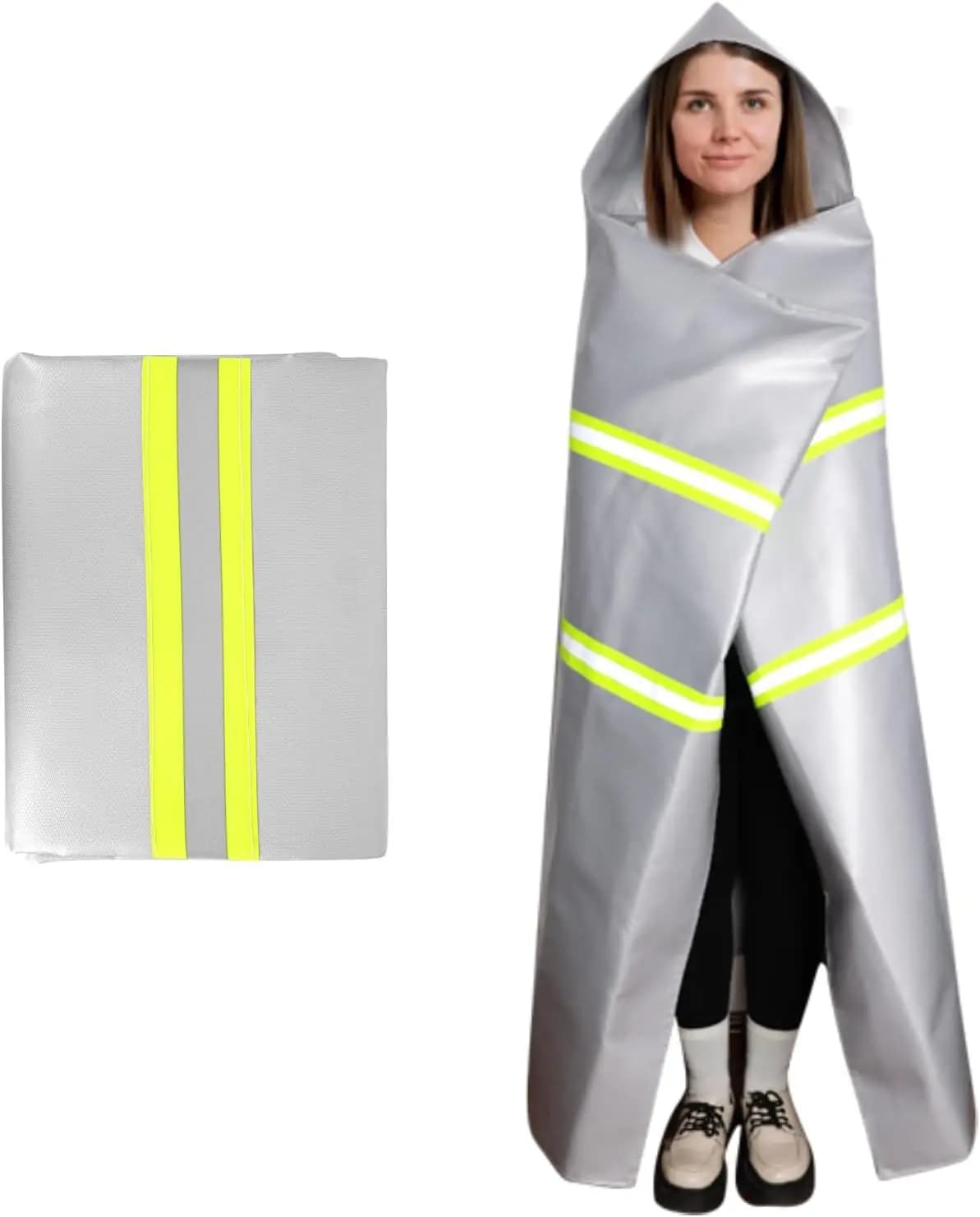 Coperta Antincendio in Silicone Argentato, 59x63 Pollici, Copertura di Sicurezza Resistente al Calore per Fuga d'Emergenza