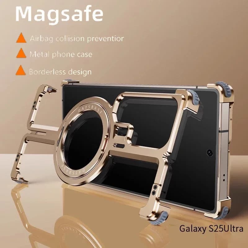 Metal phone case with magnetic swivel bracket for Samsung Galaxy S25 Ultra S23 Ultra S24 Ultra Metal cover without aluminum alloy frame