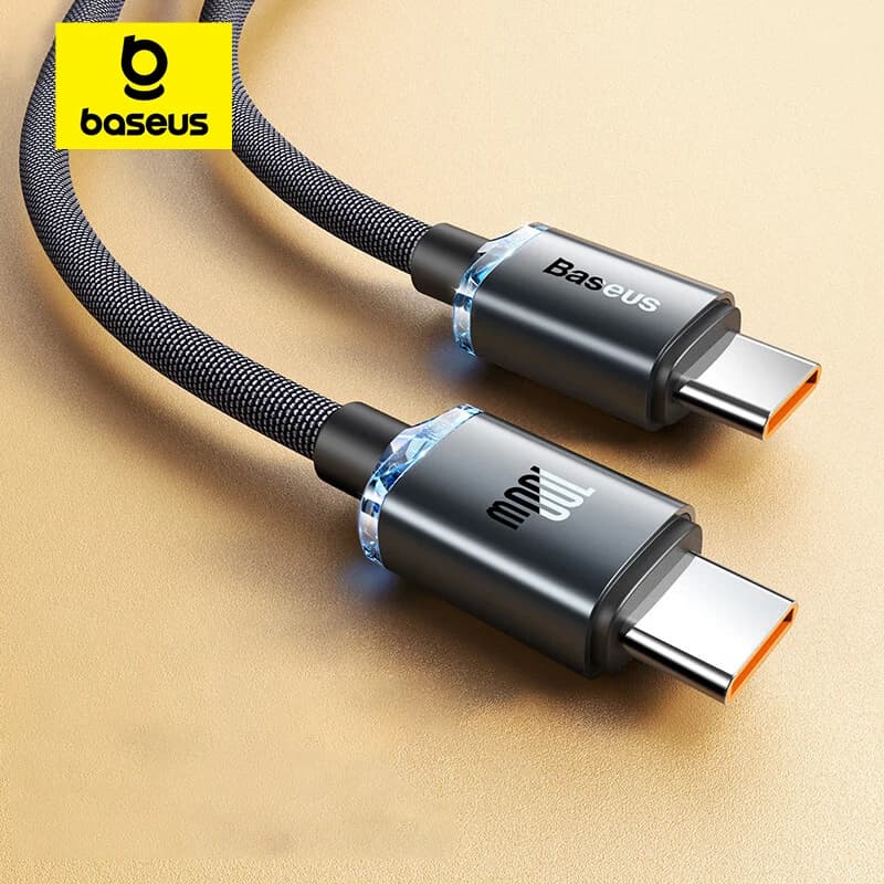 Cavo Baseus da 100 W da C a C tipo C per iPhone15 16 USB C PD Cavo per caricabatterie a ricarica rapida per MacBook Samsung Xiaomi Cavo tipo C