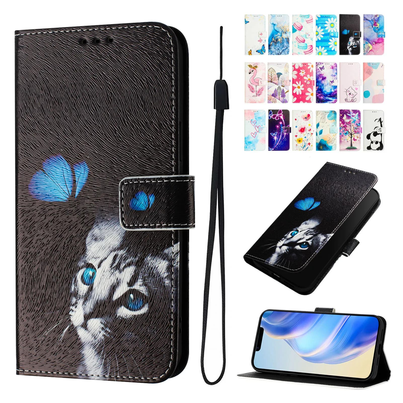Custodia per telefono con motivo colorato a portafoglio per OPPO A5 K13 Turbo A6 GT F31 Pro Plus A6i Reno 14F Find X9 Pro