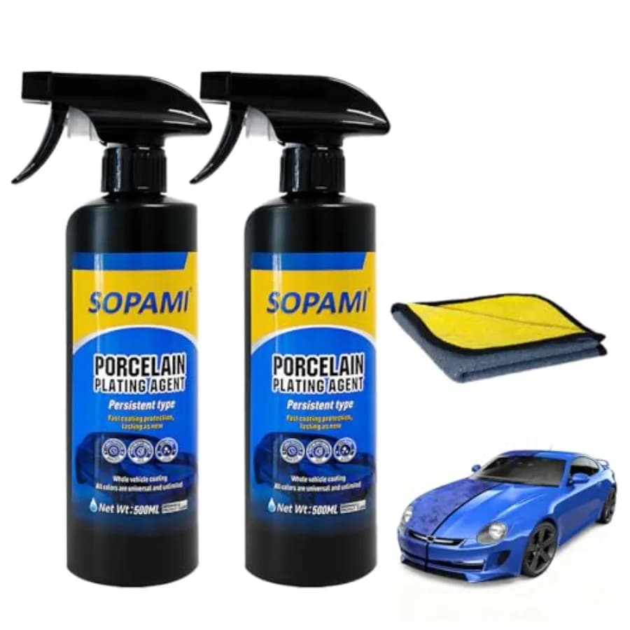 Confezione da 2 Spray per Rivestimento Auto Avanzato, Lucidante e Cera ad Azione Rapida per Rimozione Graffi, Lavaggio Senza Acqua e Pulizia Pellicola Oleosa sui Vetri