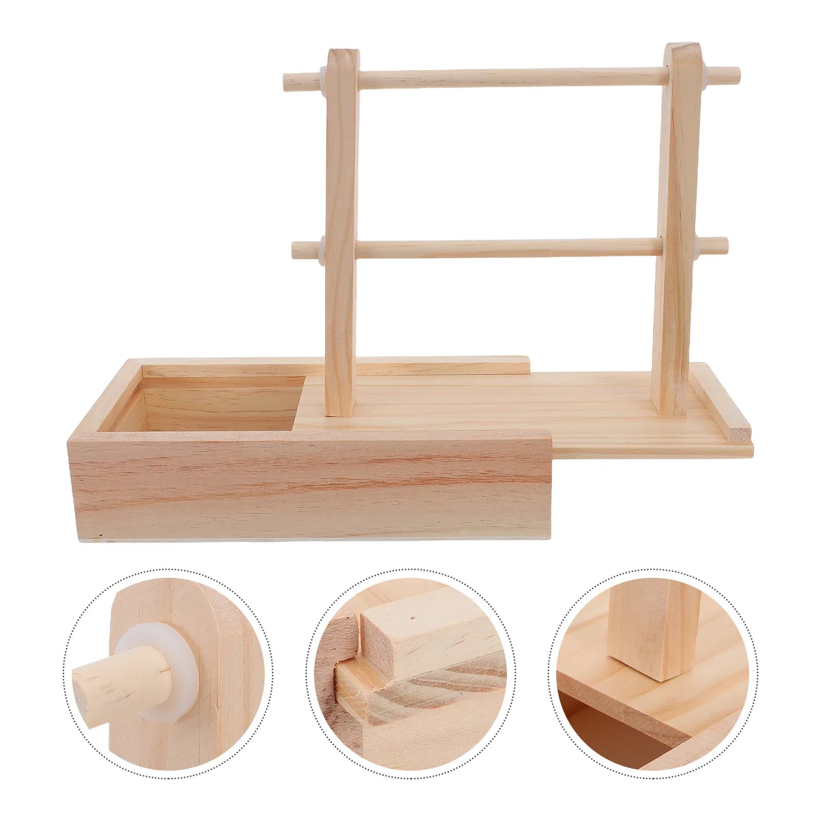 Set di 1 supporto doppio in legno portatile per organizzare il filato, per uncinetto e maglia, con scatola portaoggetti e avvolgitore manuale per il filato.