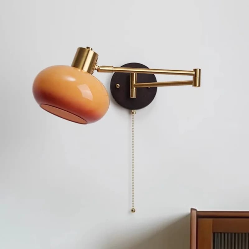 Minimalist Chain Switch LED Wall Lamps Escalator Arm Revolving Lamp Left Revolving Lamp Wooden Bedside Lamp for Hotel Tudy Bar
