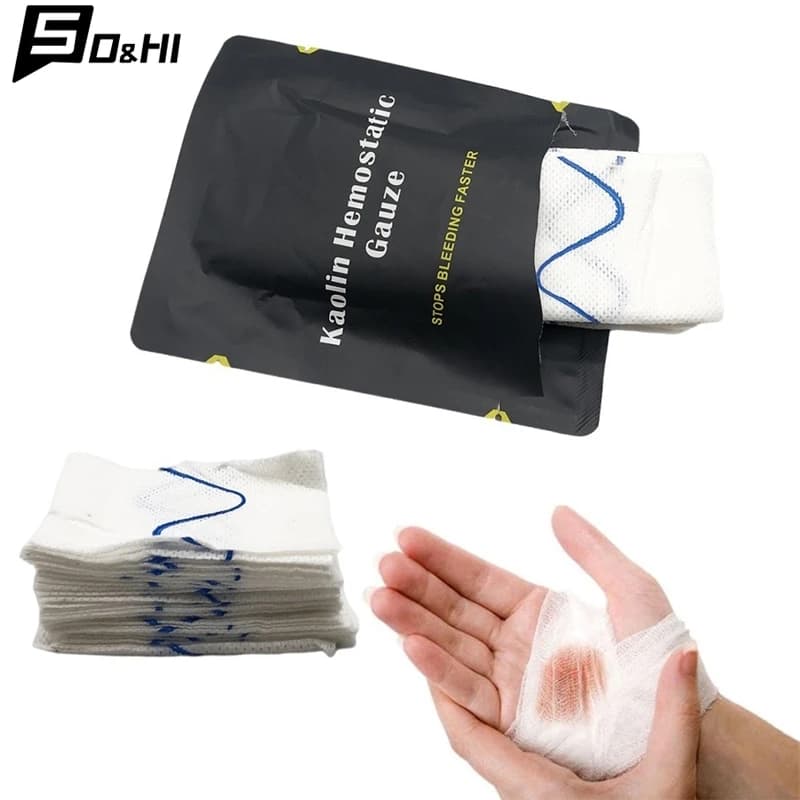 Emostatico caolino garza combattimento emergenza Trauma Z-Fold solubile per Ifak Tactical Military First Aid Kit medicazione medica per ferite