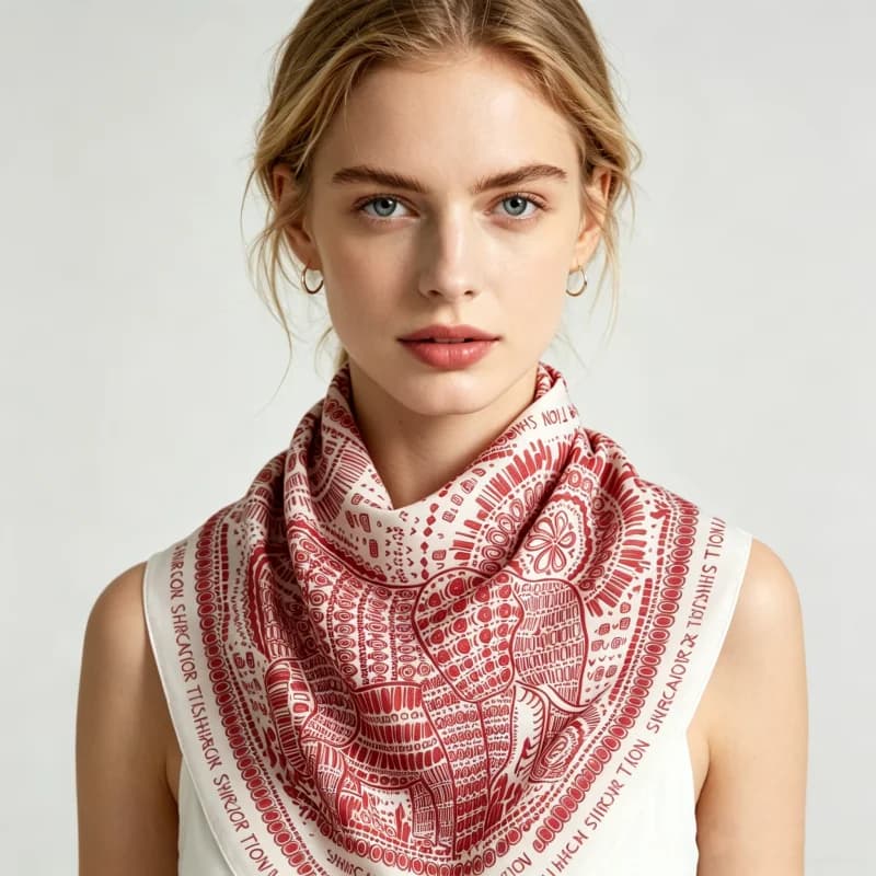 100% Mulberry Silk Elephant Mandala Square Scarf Elegant Neck Band Hair Ribbon Bag Decoration Female Luxury Holiday Present