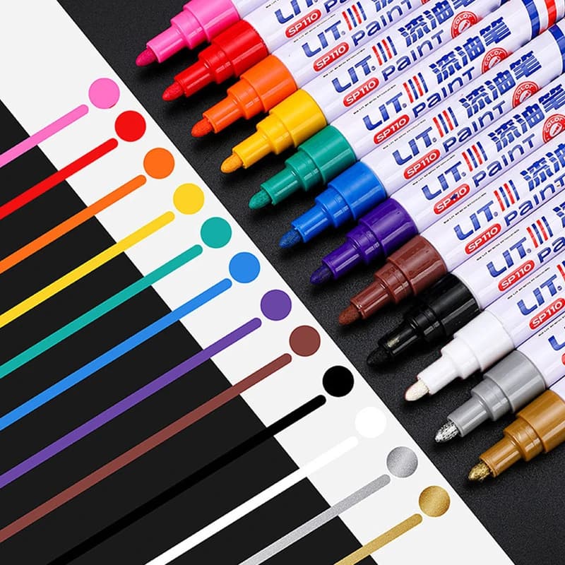 Set of paint pens for auto scratch repair - Quick drying waterproof metal retouching pens, oil-based markers for automatic scratch removal