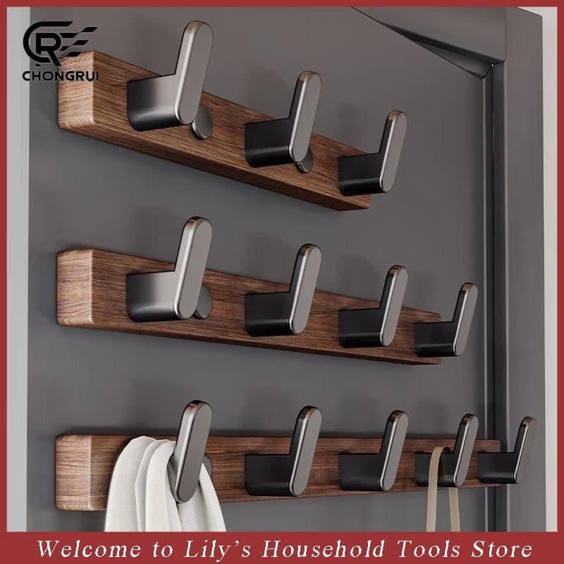 No Drill Over Door Hooks Wall Mounted Wooden Hangers for Clothes Hat Waterproof Solid Wood Hook for Bedroom Bathroom Organizer