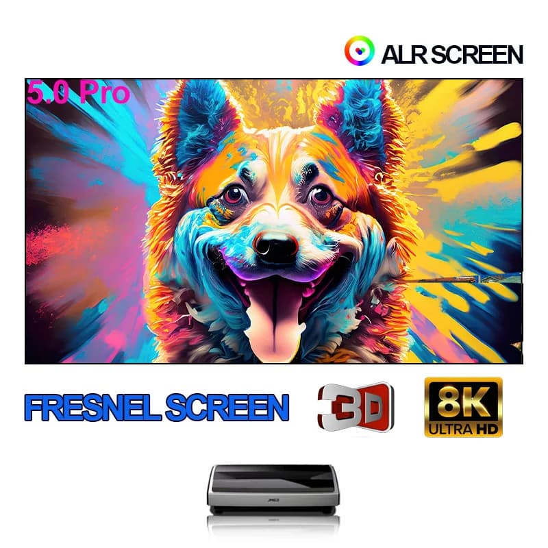 Yovanxer ALR UST Schermo di proiezione Fresnel 5.0 Pro Luce ambientale che rifiuta cornice fissa Ideale per proiettore a lancio ultra corto 4/8K