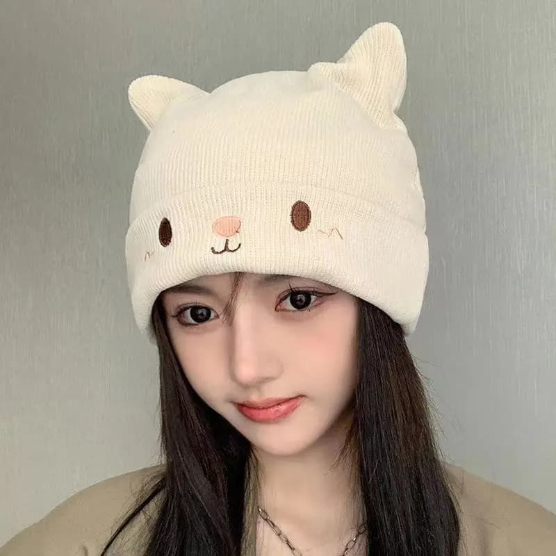 Nuovo Cappello Invernale da Donna, Berretto Lavorato a Maglia con Orecchie di Orso, Cappello Femminile in Filato all'Uncinetto