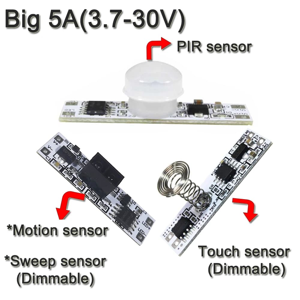 Interruttore sensore tattile dimmerabile 5V 12V 24V Interruttore PIR dimmer onda manuale per striscia LED LED, interruttore tattile per luci dell'armadio da cucina