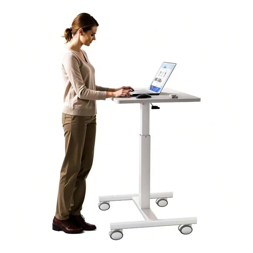 Scrivania per Laptop Regolabile in Altezza, Piccola Postazione di Lavoro Mobile con Ruote, Carrello Portatile per Computer da Casa e Ufficio