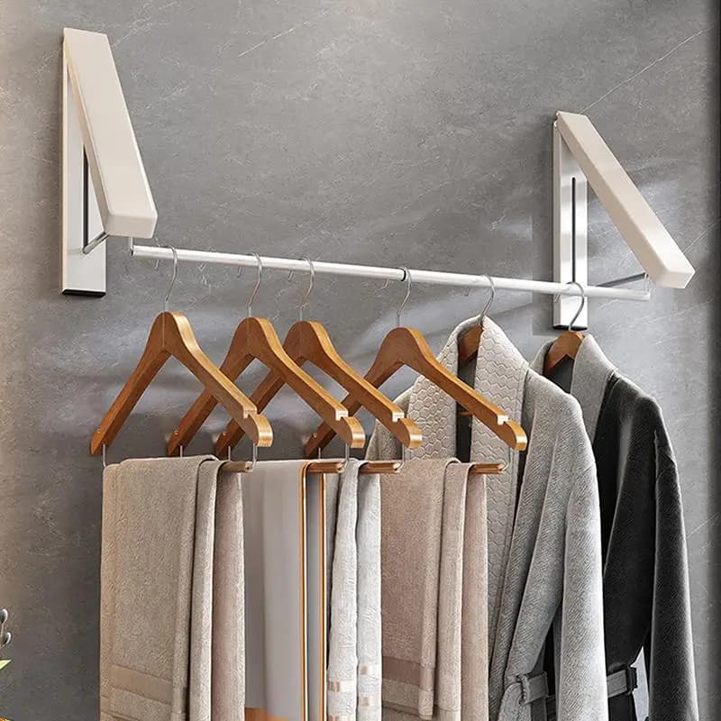 Folding Wall Mounted Clothes Hanger Space Saving Drying Rack ABS Plastic Expandable Arms For Small Apartment Balcony Bathroom