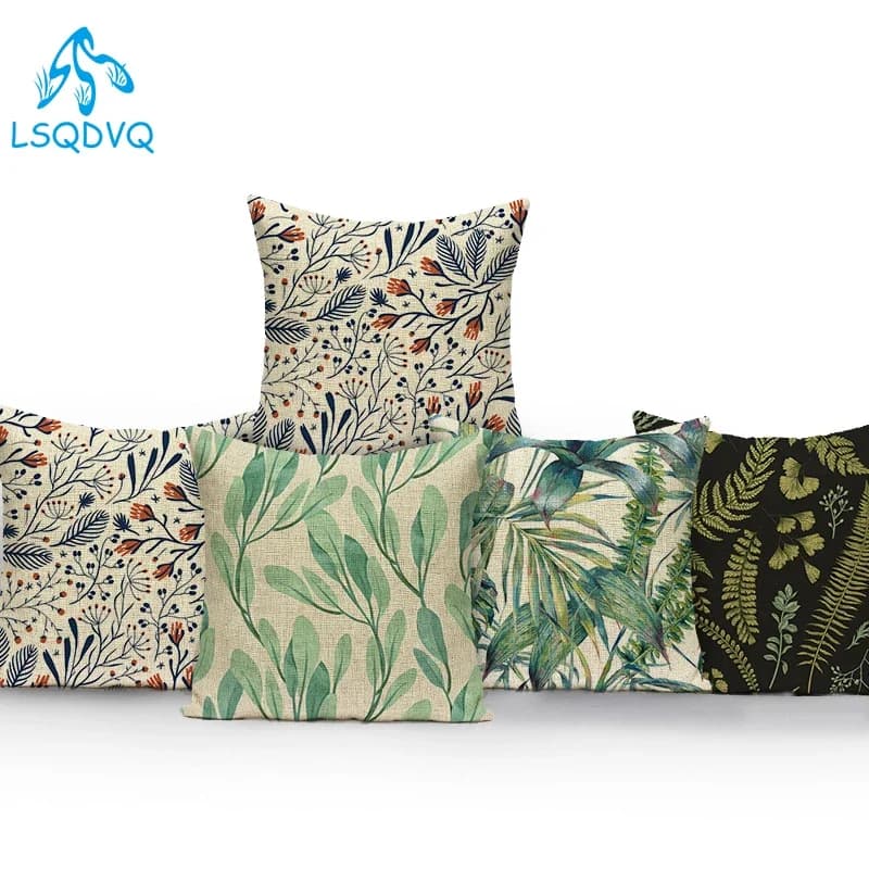Cuscini decorativi Decorazioni per la casa in fattoria Fodera per cuscino con foglie di piante verdi tropicali Fodera per cuscino per soggiorno Almofadas