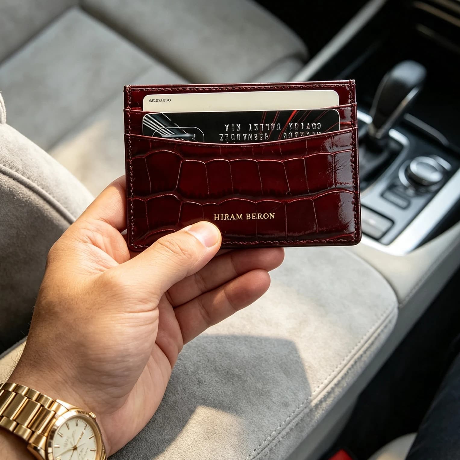 Nome personalizzato Monogramma Portafoglio da uomo in vera pelle di lusso Porta carte Modello coccodrillo Regalo per fidanzata fidanzato amico lei