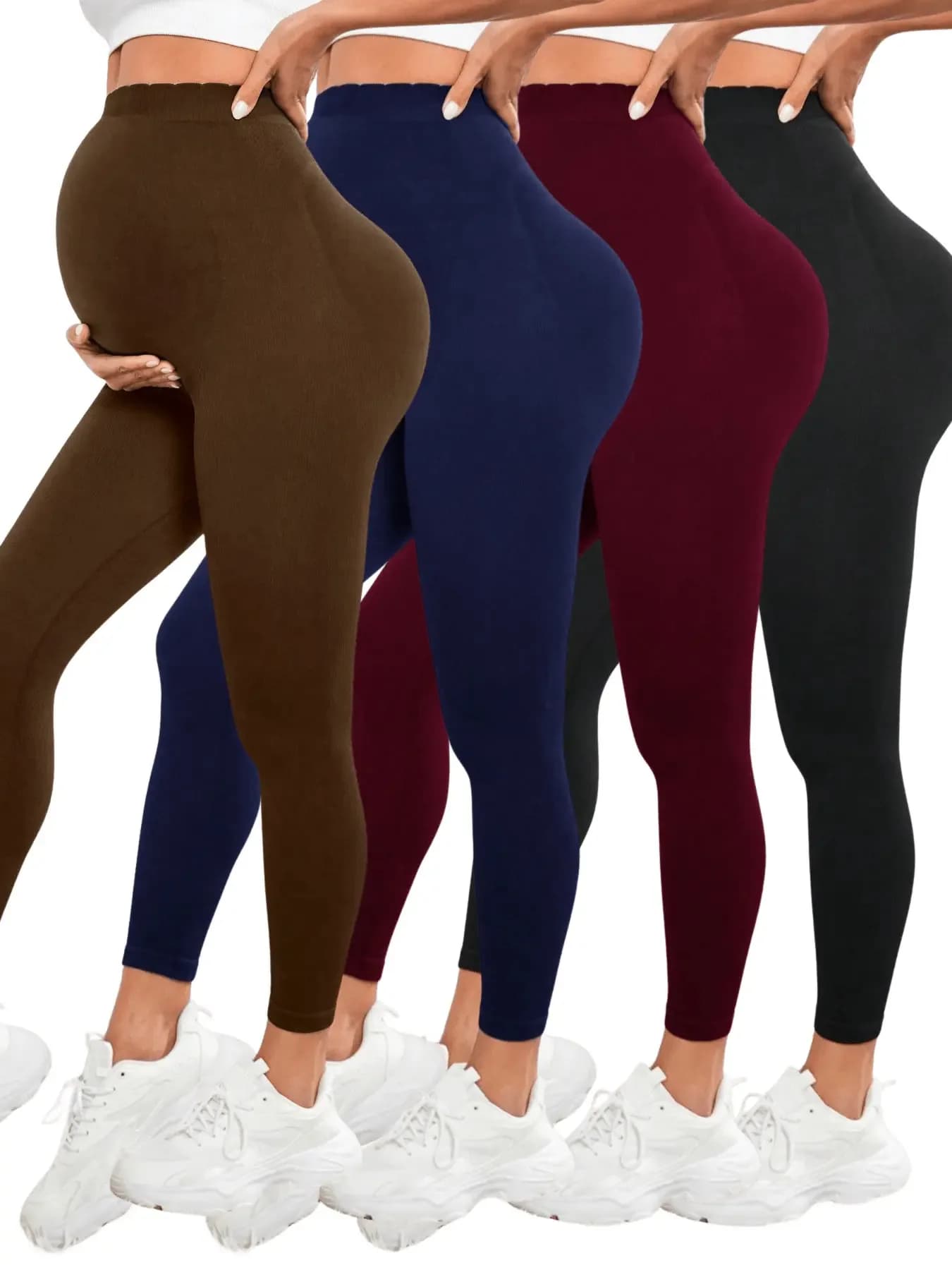 Leggings per gravidanza a vita alta Abiti premaman per donne incinte Pantaloni per il corpo Leggins lavorati a maglia con supporto per la pancia