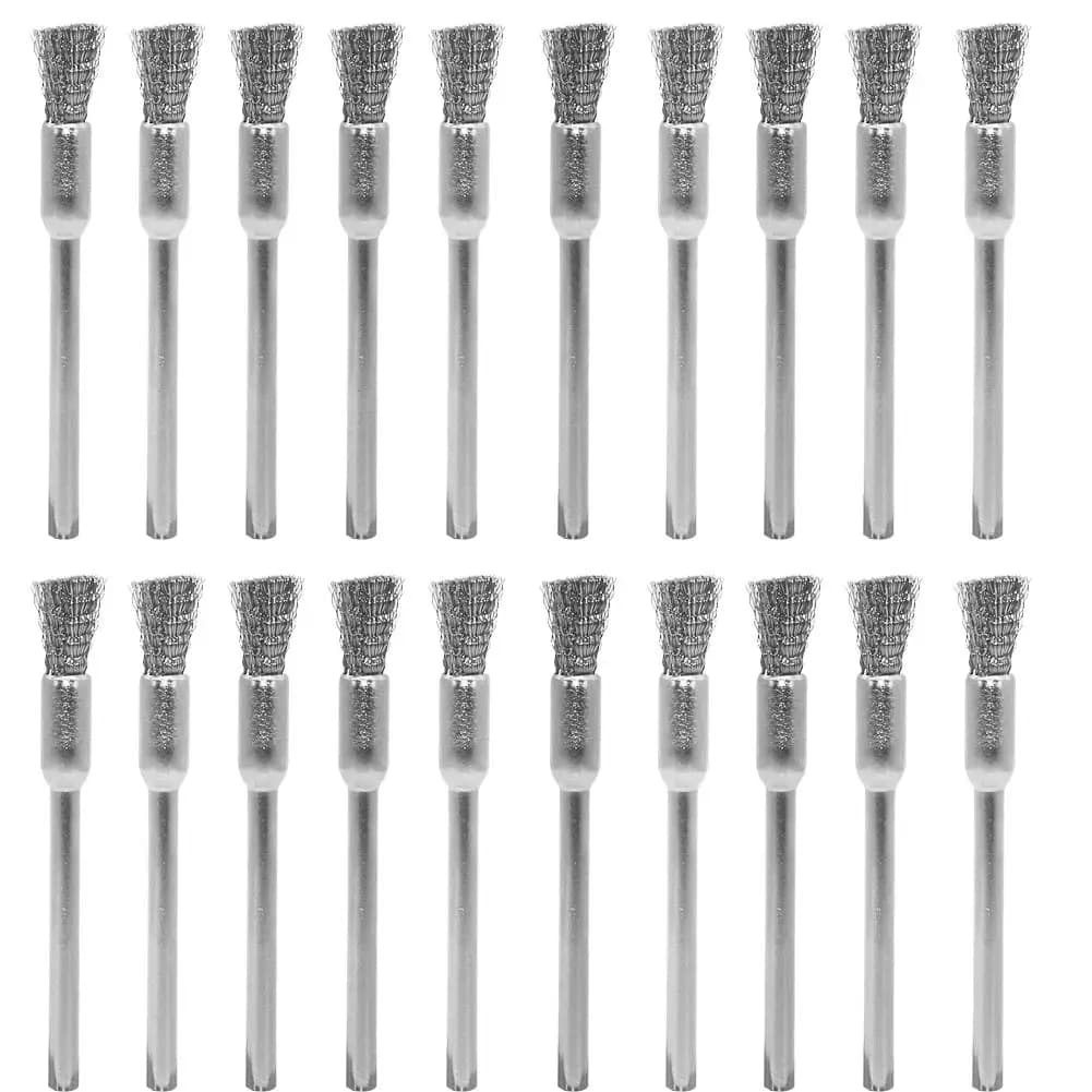 Spazzole a Penna in Acciaio per Pulizia, 1/5″ (5mm) x 1/8″ (3mm), Spazzole Metalliche per Rimozione Ruggine e Vernice, Utensili Rotanti per Lucidatura