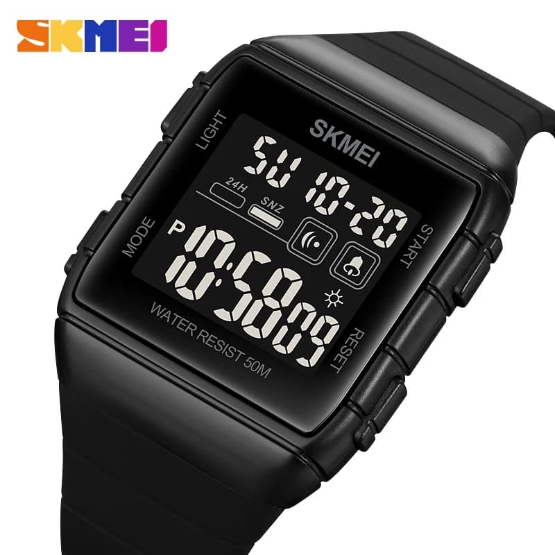 SKMEI 1960 hombre Giappone Movimento digitale Orologio sportivo da uomo Conto alla rovescia militare Sveglia 5Bar Orologio da polso con luce LED impermeabile