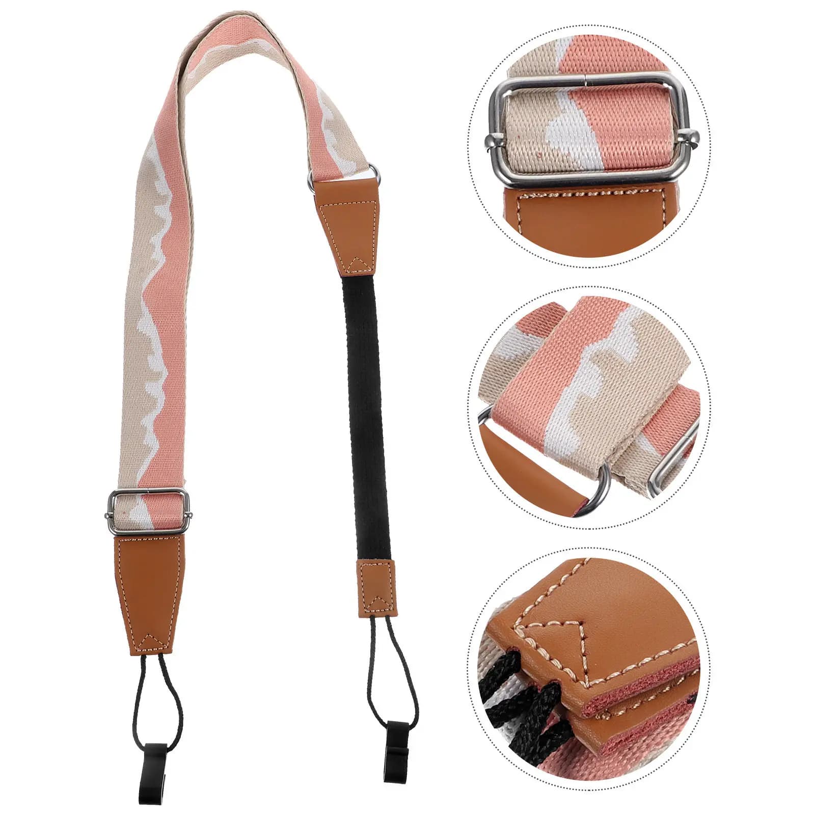 Tracolla per Ukulele Regolabile, Cinghia per Chitarra in Morbido Cotone e Nylon, Materiale ABS, Design Senza Foratura, Comoda per Tutti i Tipi di Corpo