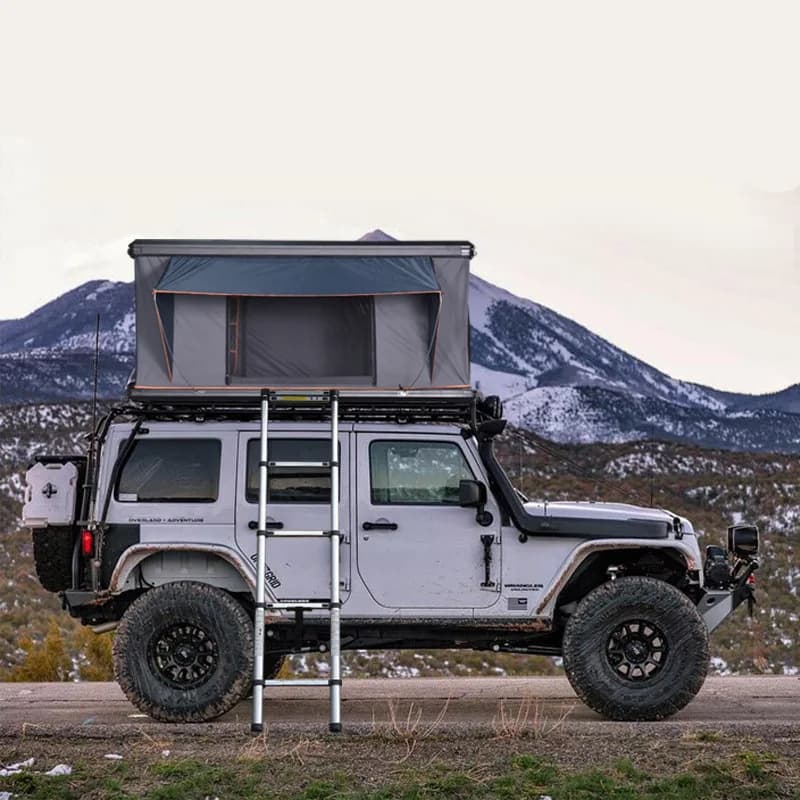 Tenda da tetto portatile per SUV con tetto rigido impermeabile e palo in fibra di vetro per campeggio all'aperto e utilizzo sul tetto
