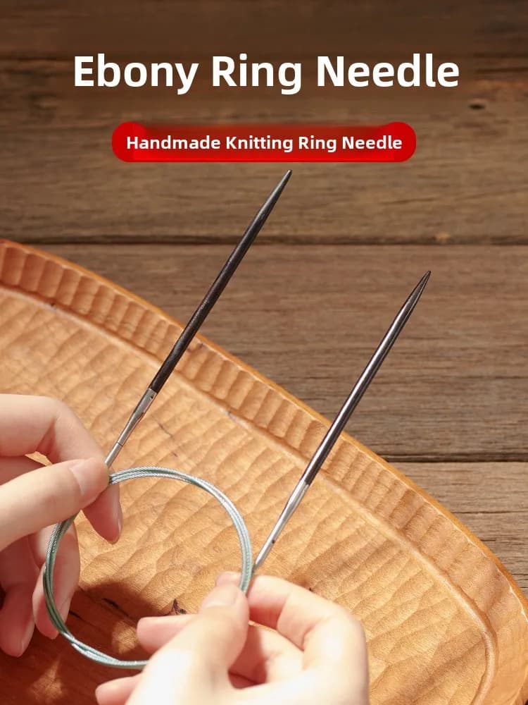 Set di Ferri Circolari in Tessuto Non Tessuto Ebano Nero, Ferri a Loop Staccabili, Ferri per Maglieria Artigianale, Strumento per Filati, Fai da Te, Casa