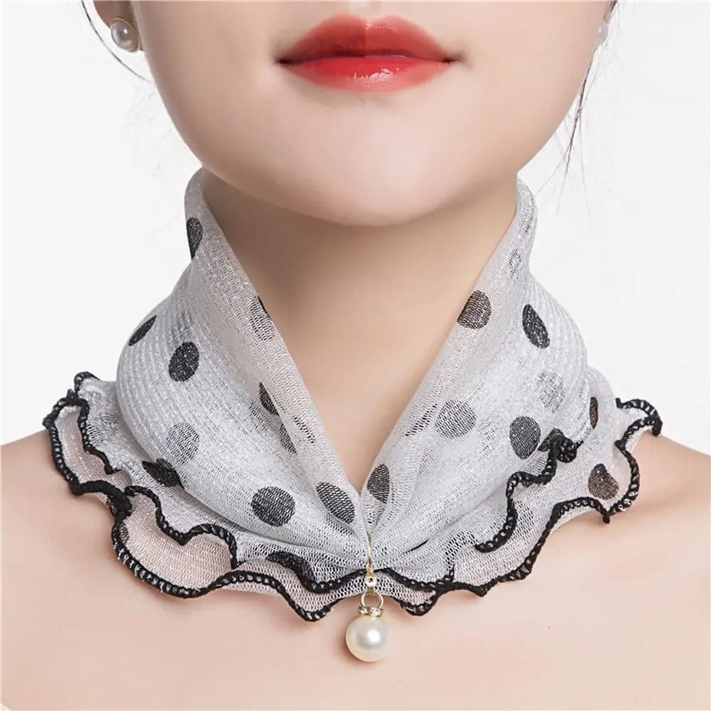 Sciarpa Parasole a Righe con Bordo Arricciato, Foulard Estivo con Motivi Floreali, Stile Coreano, Sciarpe Stampate, Scialle Femminile