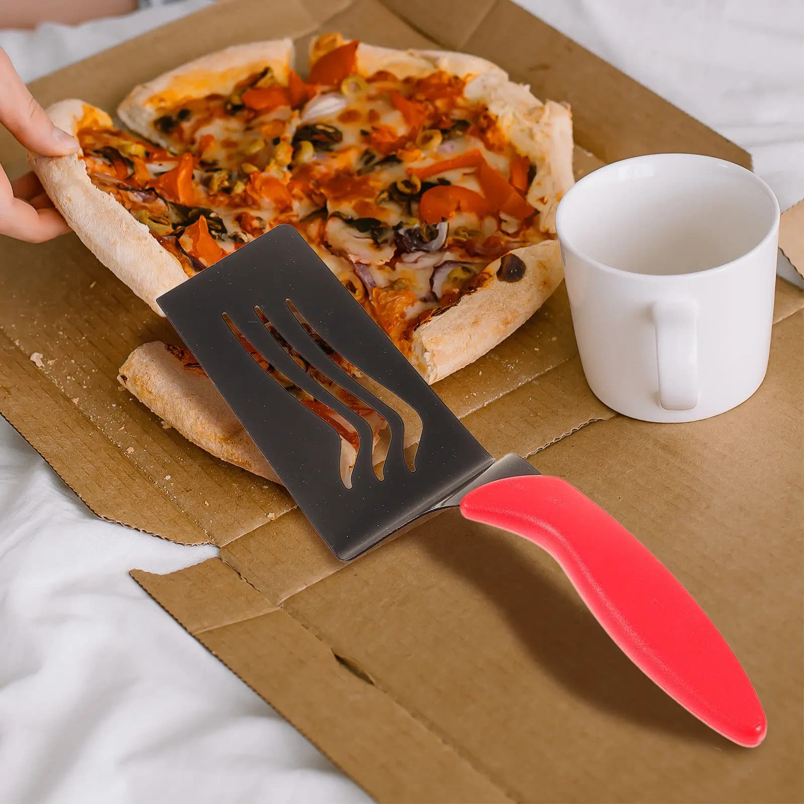 Set di 2 Spatole Sottili in Metallo per Pizza, in Acciaio Inossidabile con Manico in ABS, Design Ergonomico, Utensile per Forno e Servizio Pizza