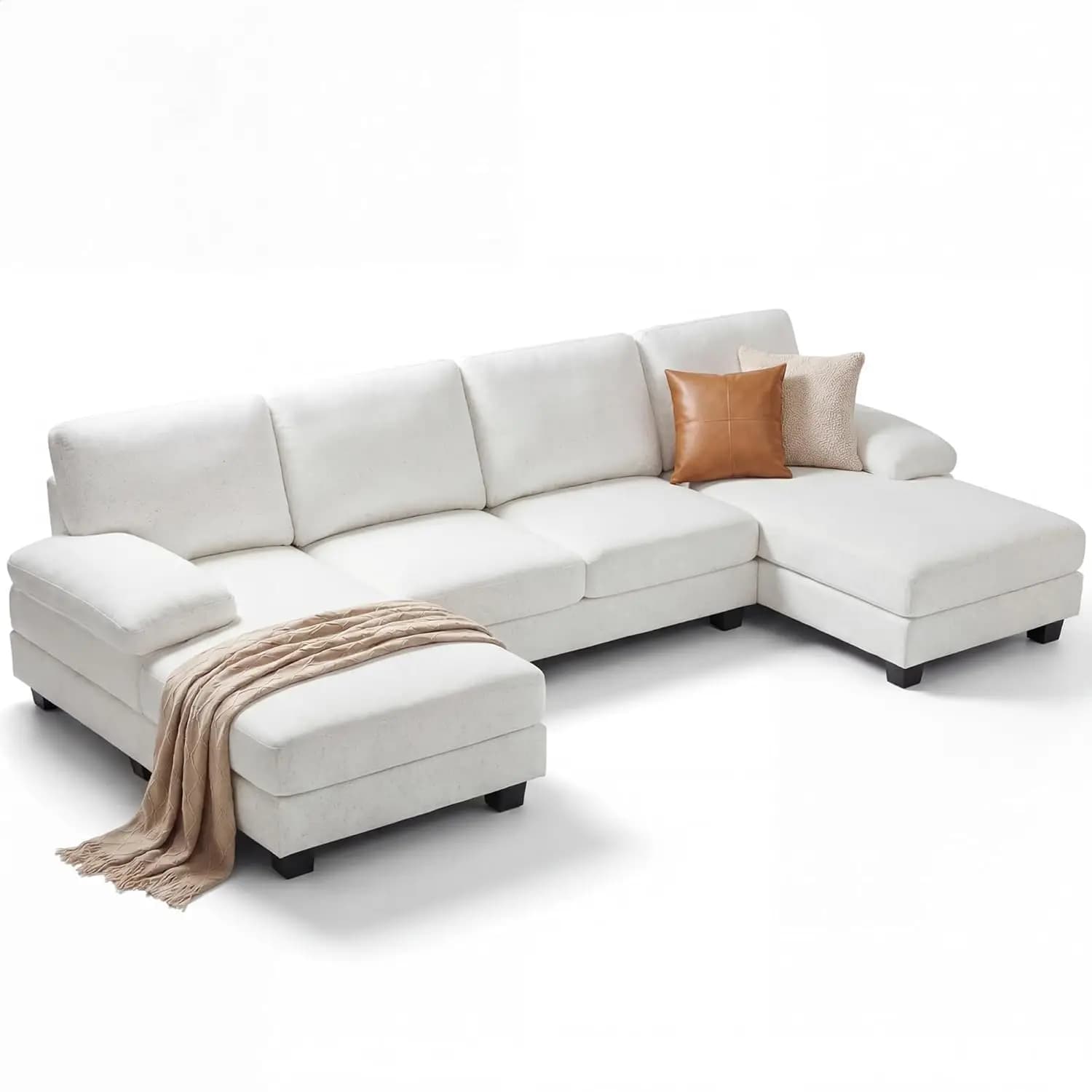 #Sectional Couch with Double Chaise, U-Shaped Sofa with Removable & Washable Cushion Covers, 4 Seat Sofa Couches for, Customized